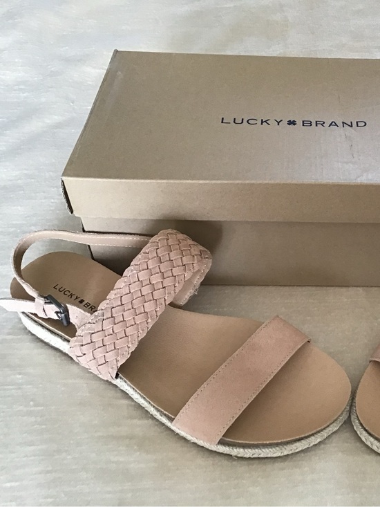 Lucky Brand Shoes - Lucky Brand Tan Woven Ankle-Strap Sandals